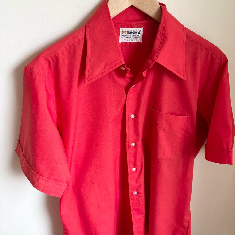 Marlboro Vibrant Red Casual Button Down Shirt